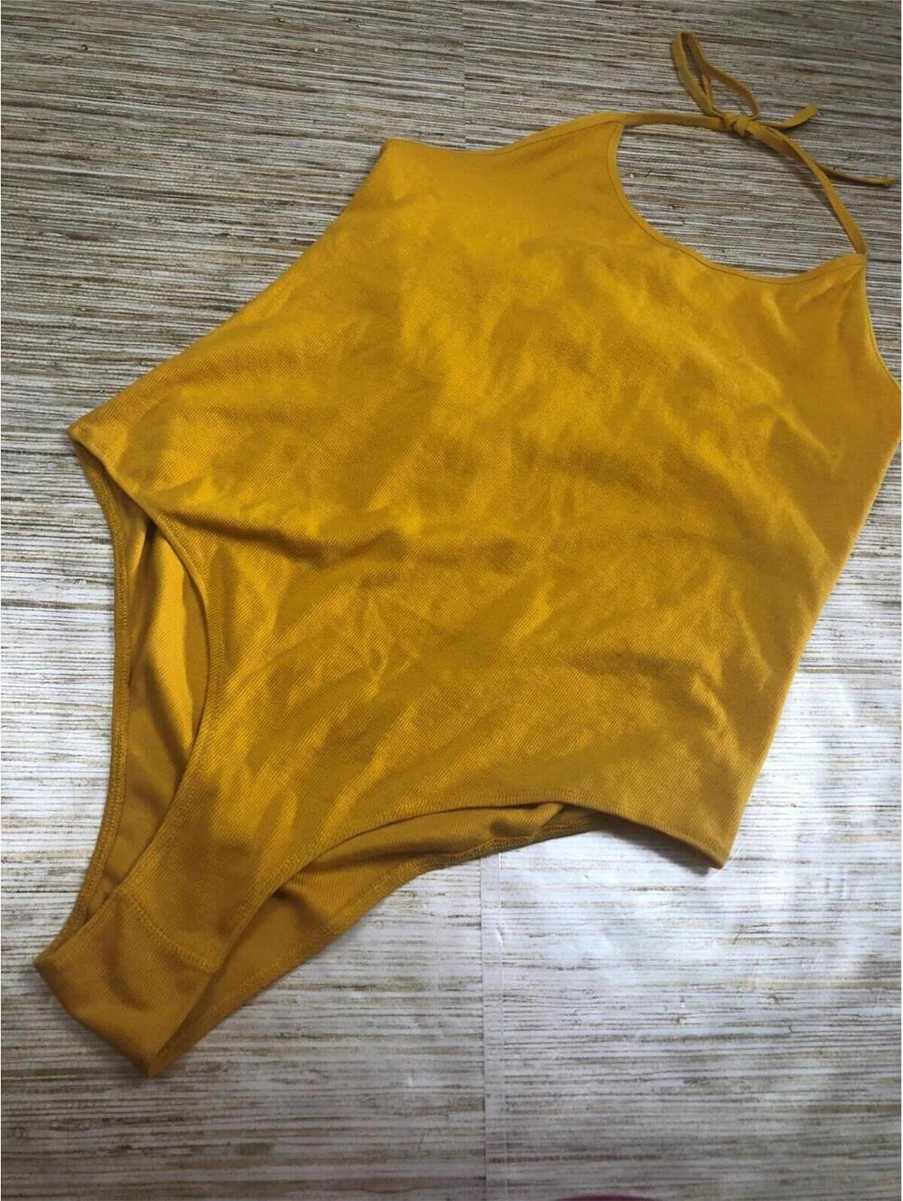 431 BP Nordstrom strech knit Halter bodysuit YELLOW size 4x  nwot